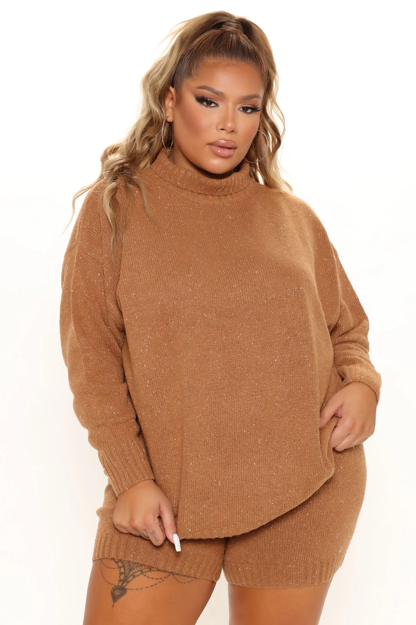 Adriana Sweater Short Set - Camel