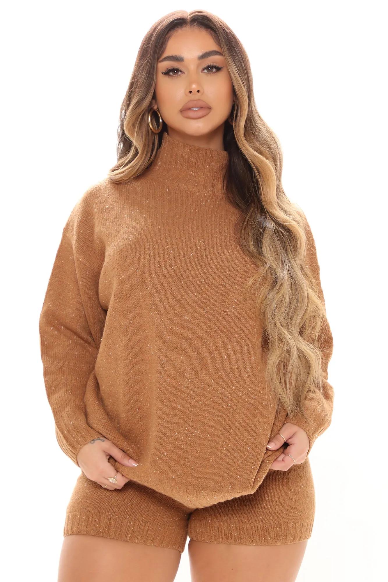 Adriana Sweater Short Set - Camel
