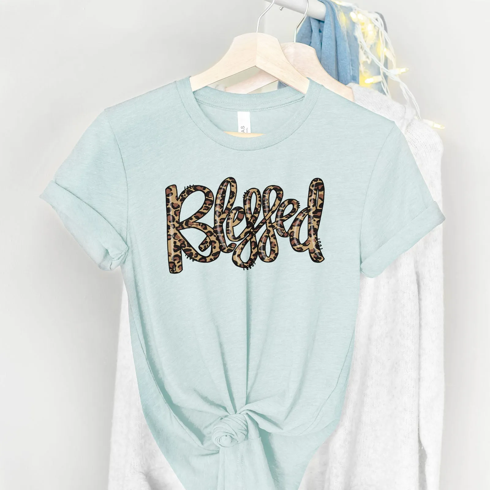 Blessed Leopard Script Tee