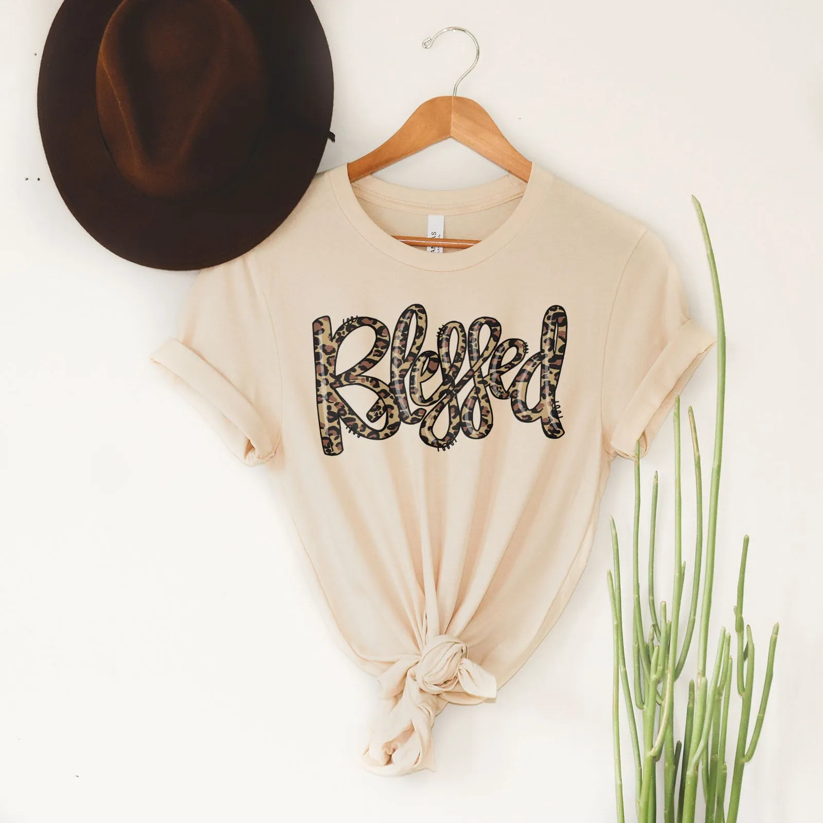 Blessed Leopard Script Tee