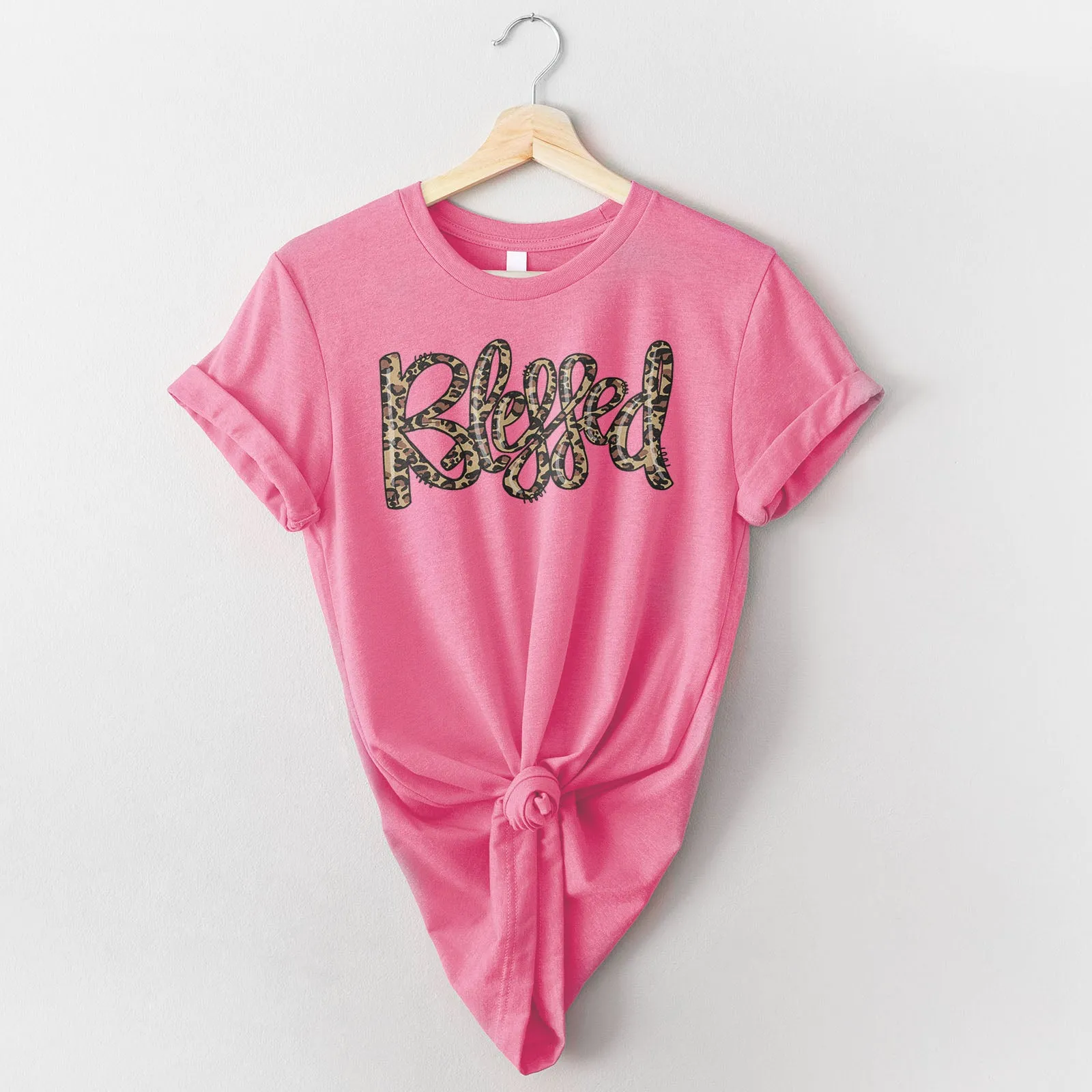 Blessed Leopard Script Tee