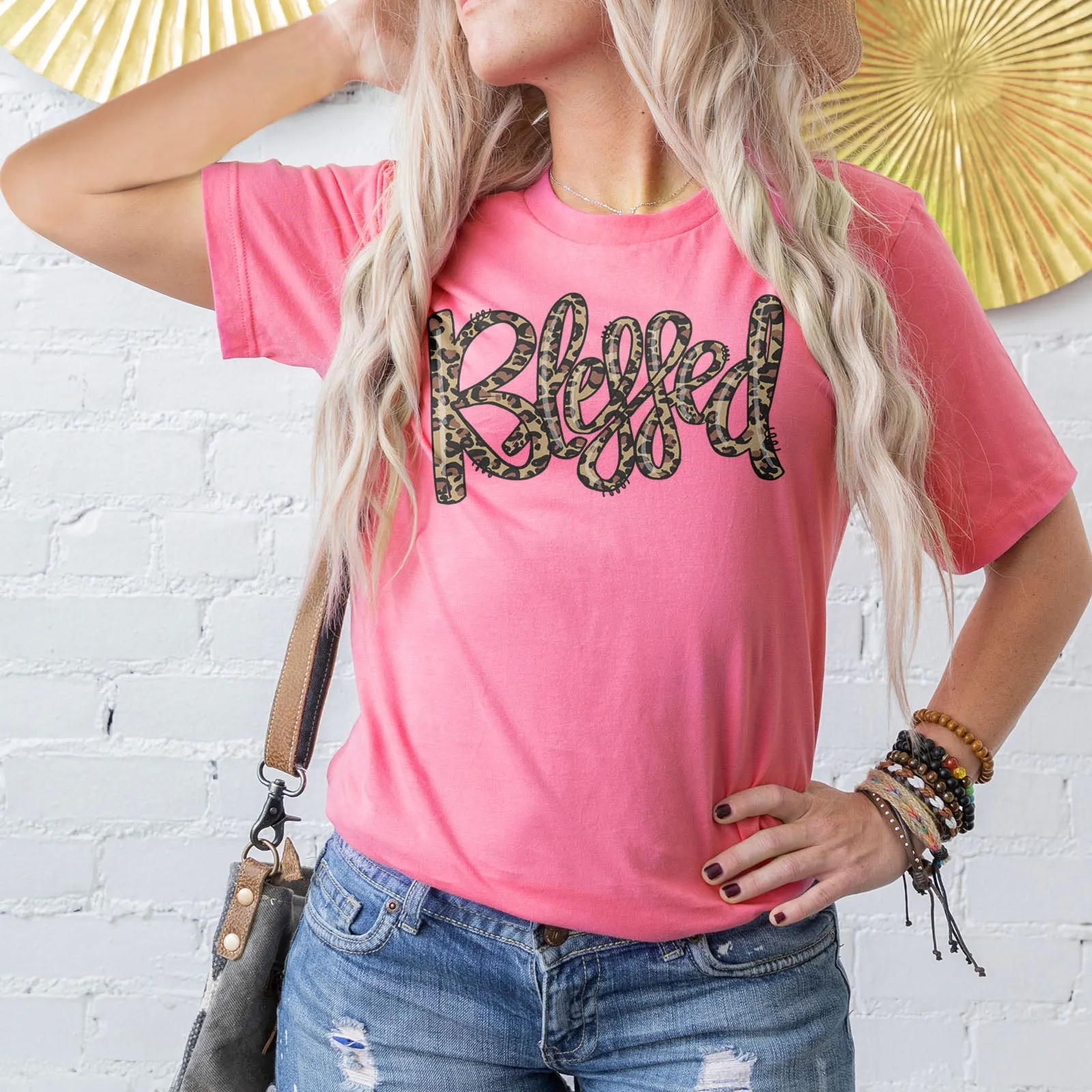 Blessed Leopard Script Tee