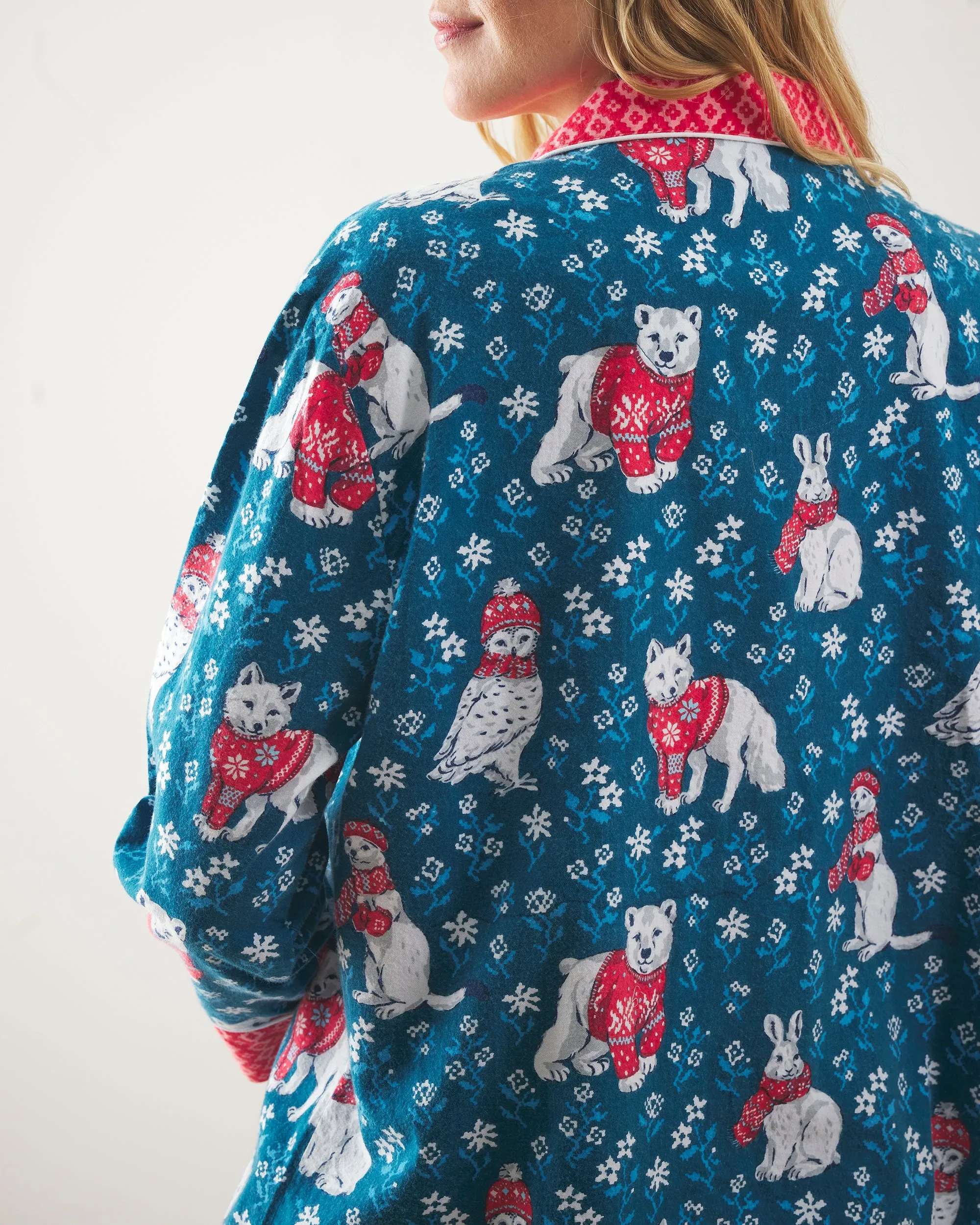 Bundled Up - Petite Lightweight Flannel Long PJ Set - Navy
