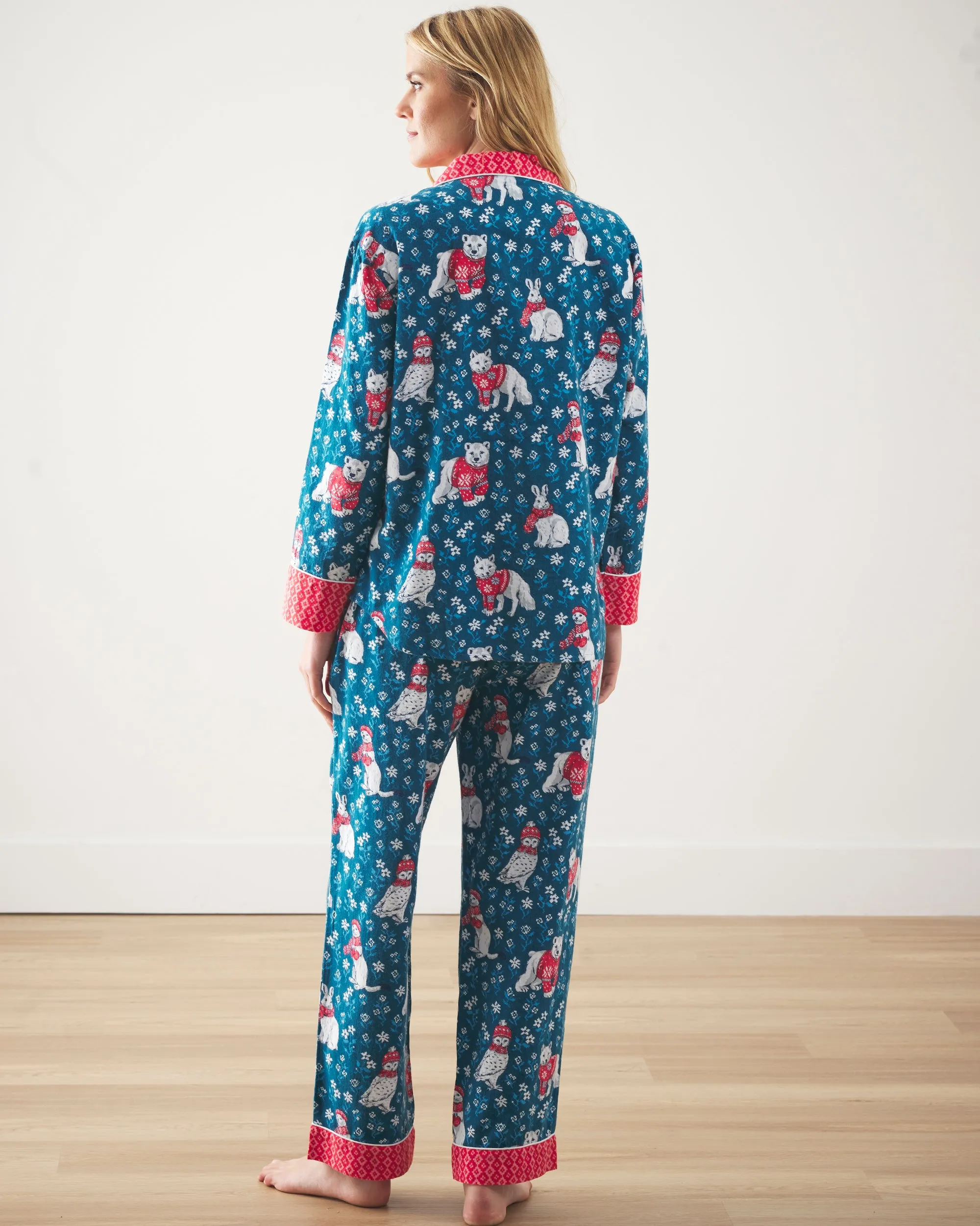 Bundled Up - Petite Lightweight Flannel Long PJ Set - Navy