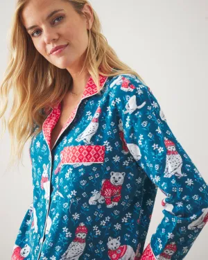 Bundled Up - Petite Lightweight Flannel Long PJ Set - Navy