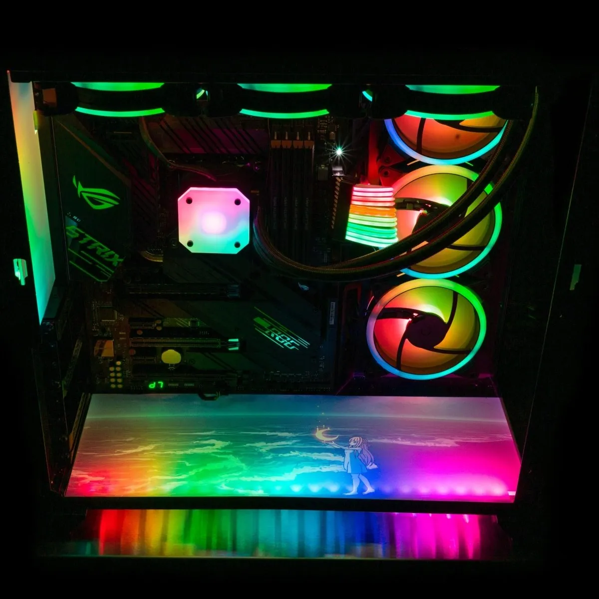 Catching the Moon Lian Li O11 Dynamic and XL Bottom Panel Plate Cover with ARGB LED Lighting