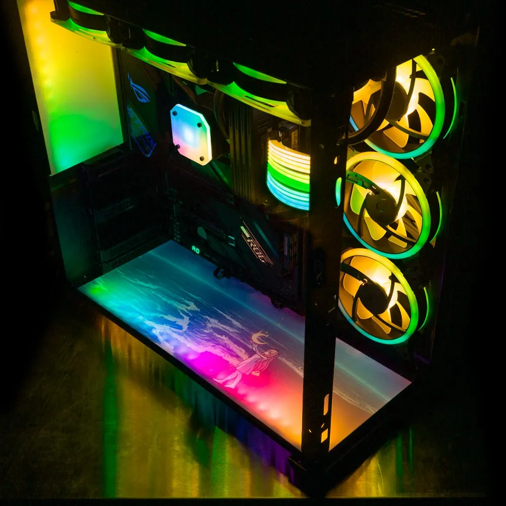 Catching the Moon Lian Li O11 Dynamic and XL Bottom Panel Plate Cover with ARGB LED Lighting