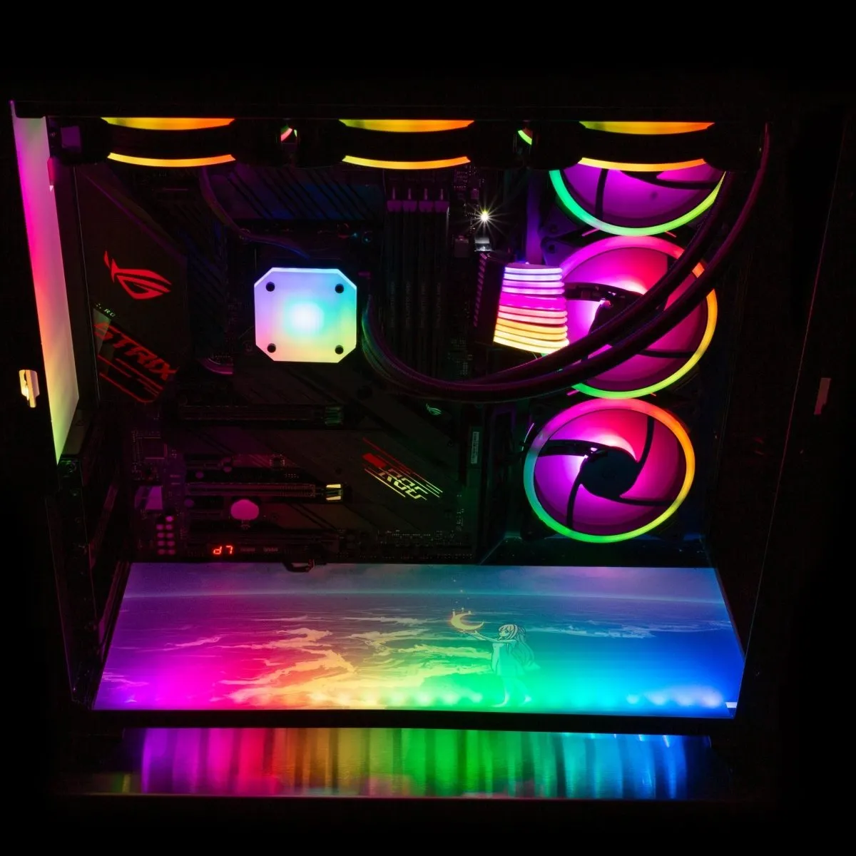 Catching the Moon Lian Li O11 Dynamic and XL Bottom Panel Plate Cover with ARGB LED Lighting