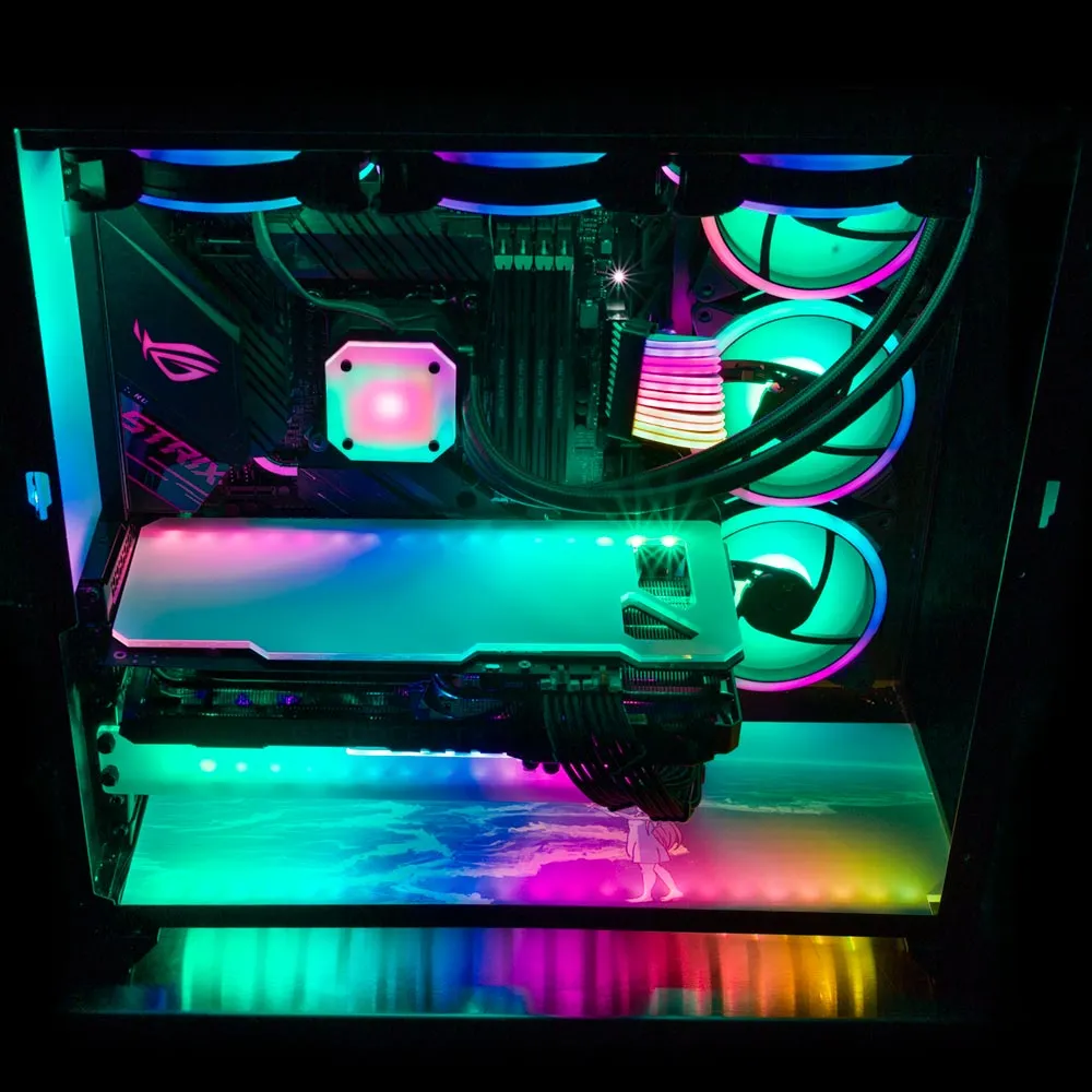 Catching the Moon Lian Li O11 Dynamic and XL Bottom Panel Plate Cover with ARGB LED Lighting