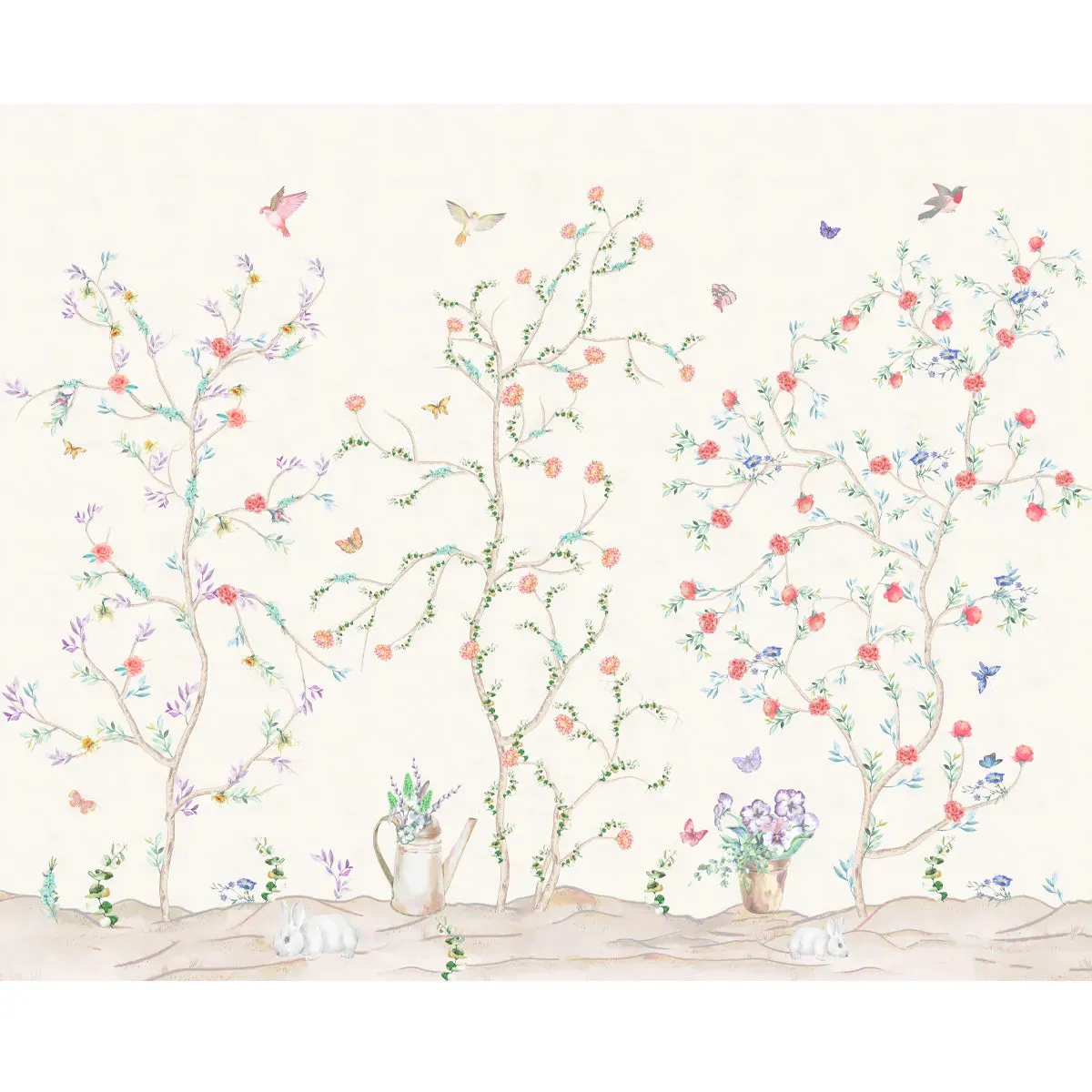 Chinoiserie Tranquility, Wallpaper in Light Background, Customised