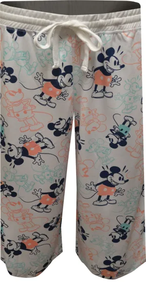 Disney Retro Mickey Wide Leg Capri Style Cropped Lounge Pant