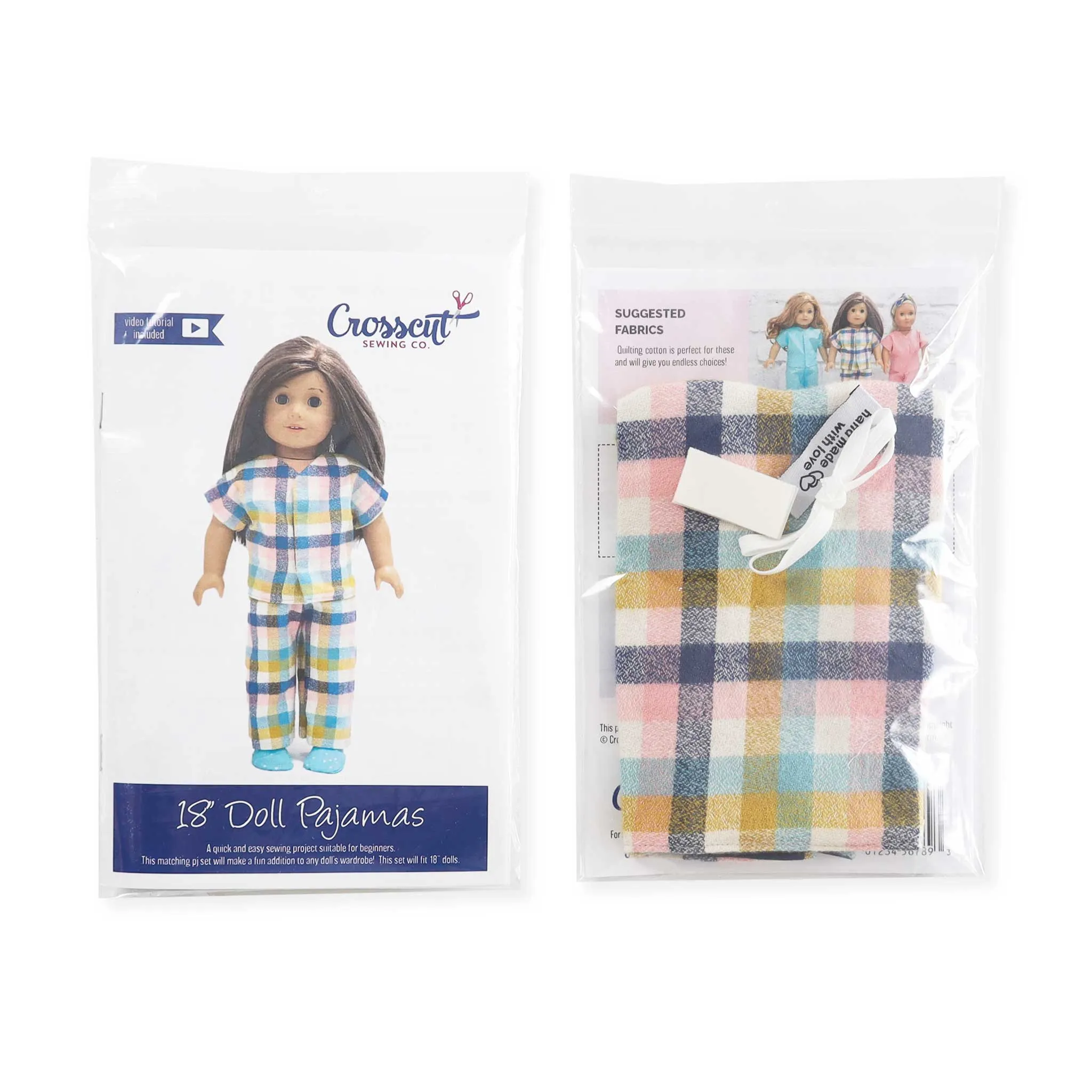 Doll Pajama Sewing Kit - Plaid Flannel