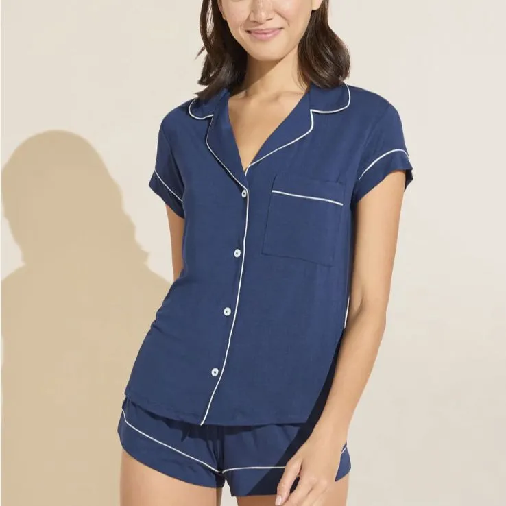 Eberjey Gisele Shortie PJ Set in Navy Blue / Ivory PJ1018S