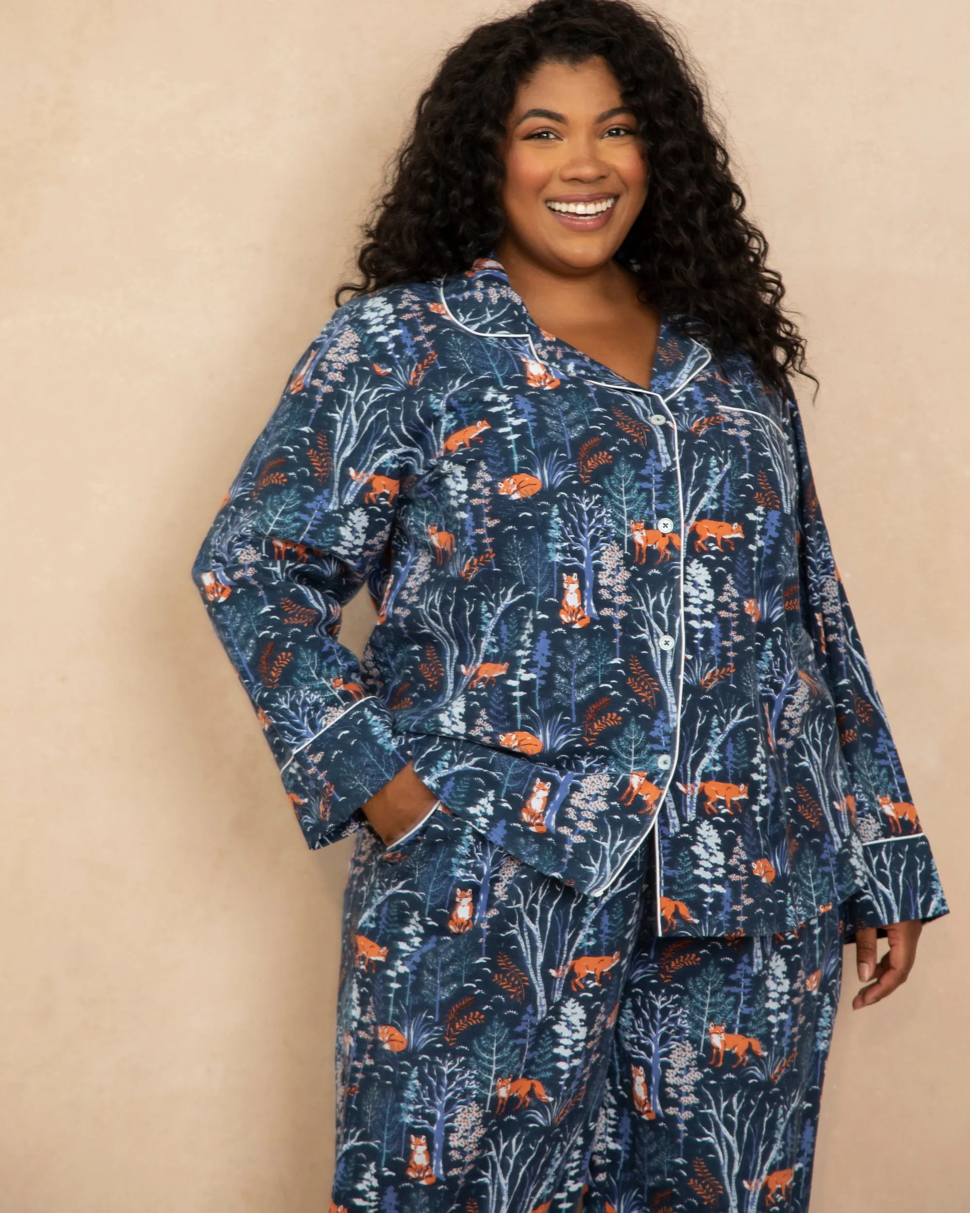 Fox & Folklore - Flannel Long PJ Set - Indigo