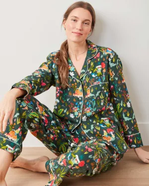 Gnome Garden - Midweight Flannel Long PJ Set - Olive Tree