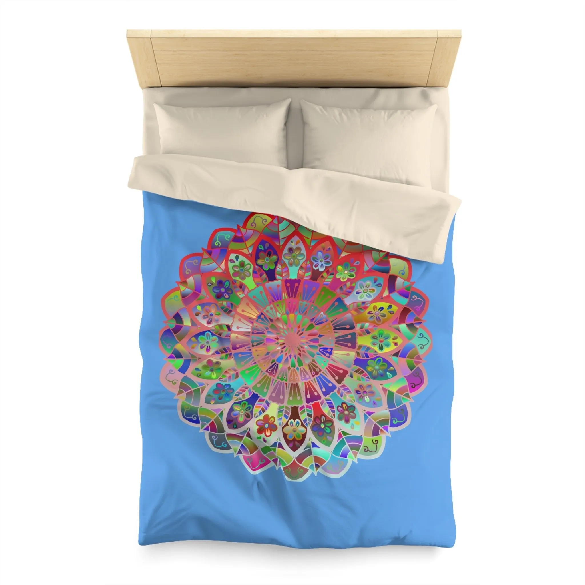 Handmade Mandala Design Microfiber Duvet Cover - Colorful Art