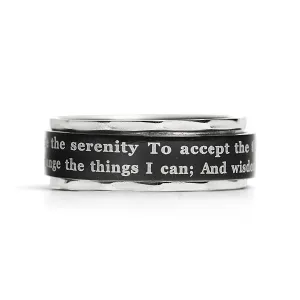 Highly Polished Stainless steel Serenity Prayer Spinner Center Ring / SRJ1008
