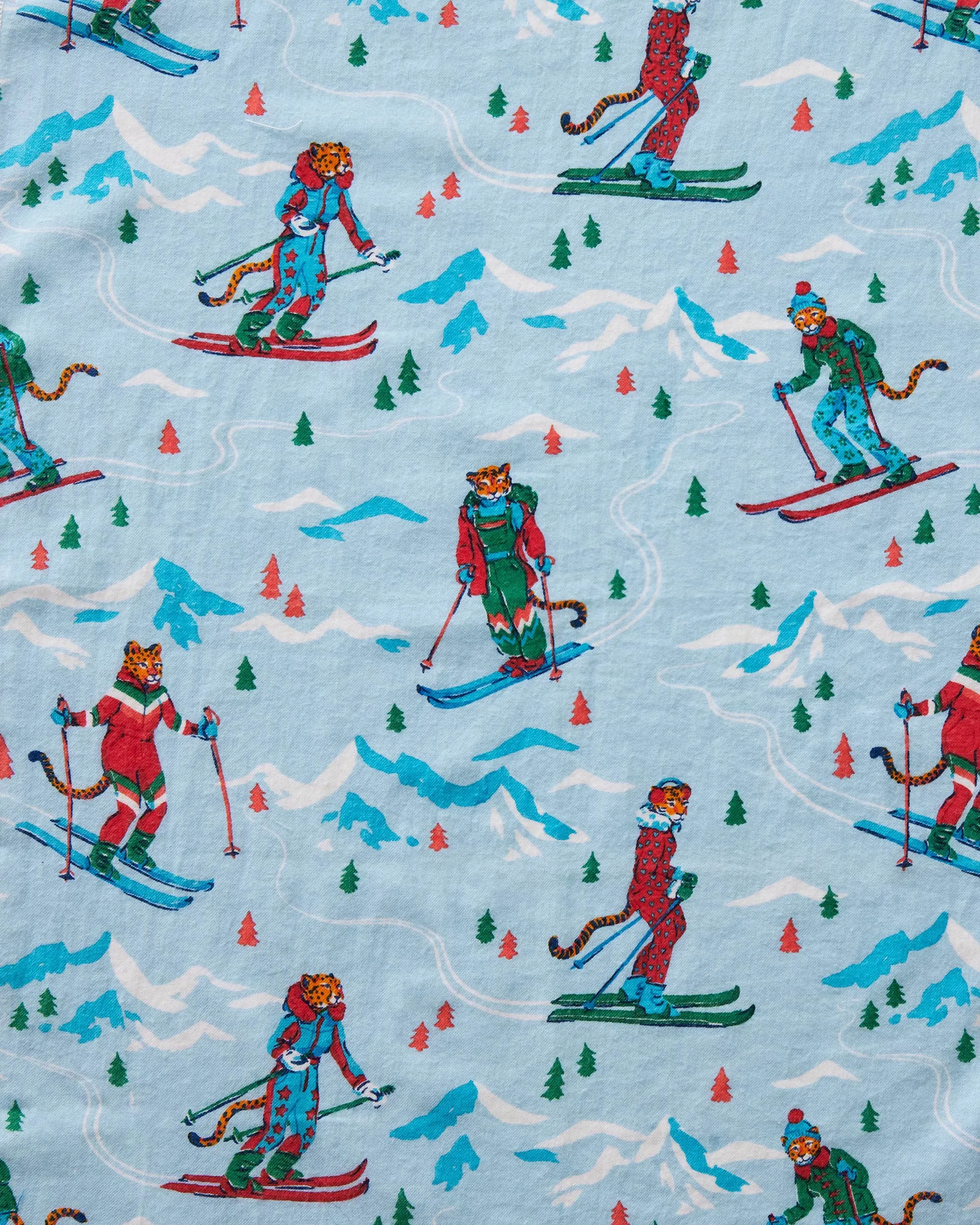 Hit the Slopes - Lightweight Flannel Long Sleeve Top & Shorts Set - Frosted Lake