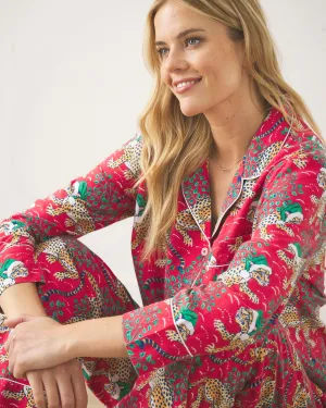 Holly Jolly Bagheera - Petite Lightweight Flannel Long PJ Set - Ruby