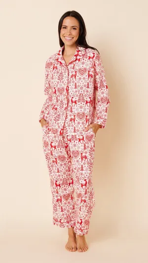 Holly Jolly Flannel Pajama- Red