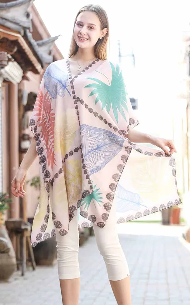 JC0811104 Leaf Printed Cotton Kimono