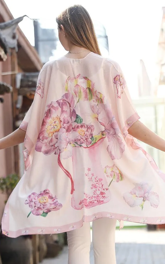 JC081154 Floral Printed Cotton Kimono