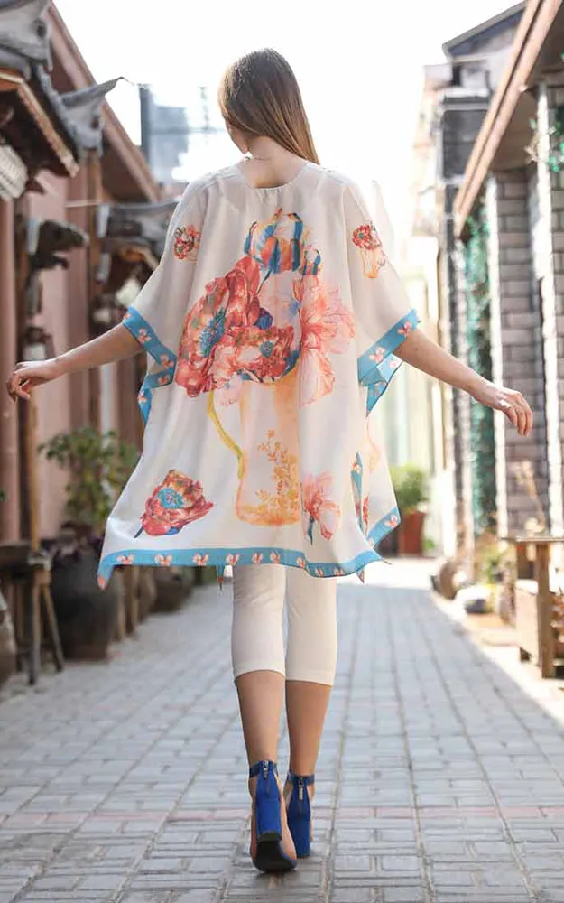 JC081154 Floral Printed Cotton Kimono