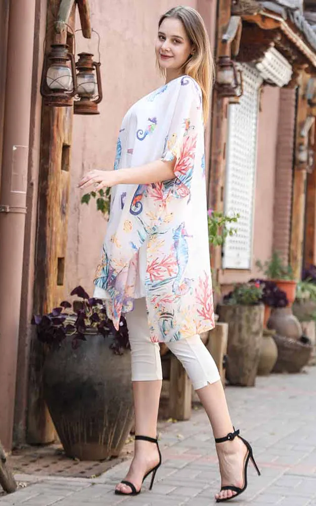 JC081162 Seahorse Printed Cotton Kimono
