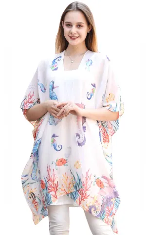JC081162 Seahorse Printed Cotton Kimono