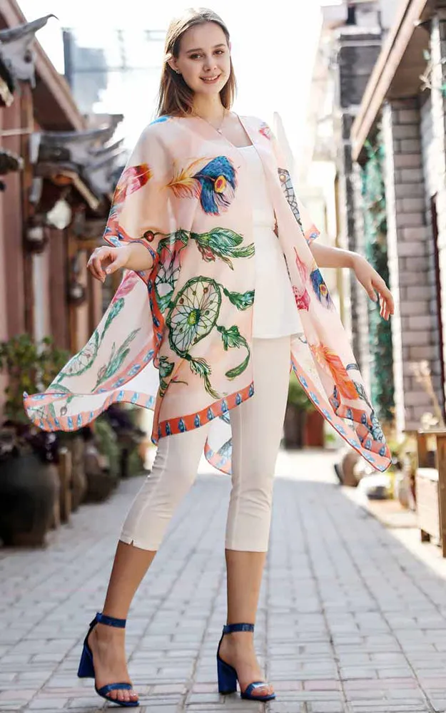 JC081187 Dream Catcher Printed Cotton Kimono