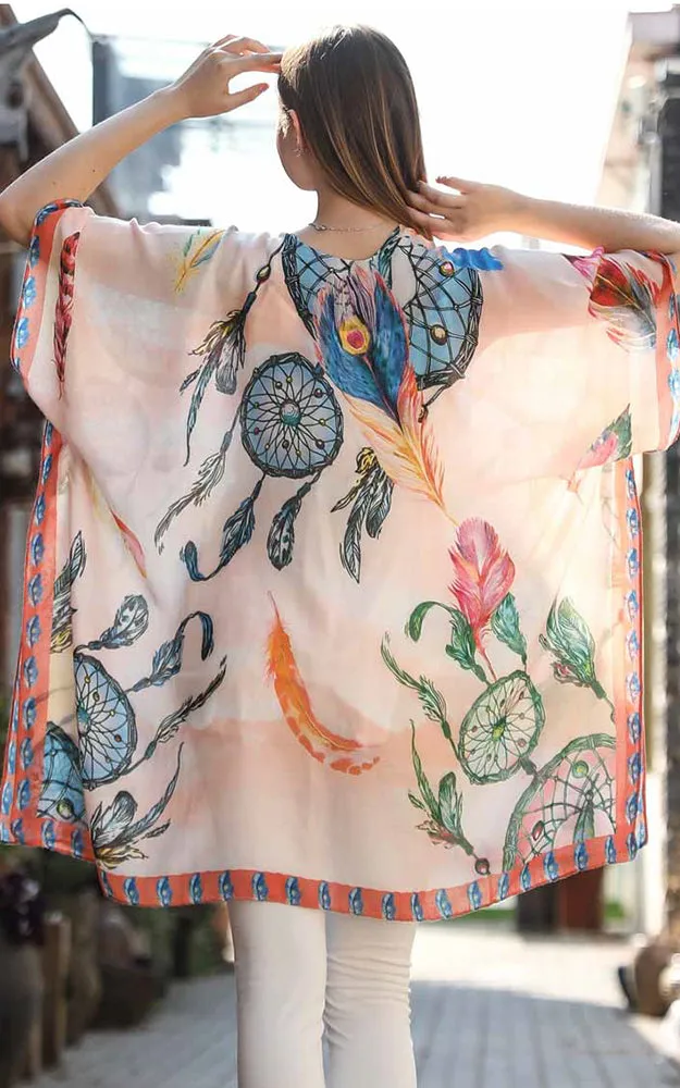 JC081187 Dream Catcher Printed Cotton Kimono