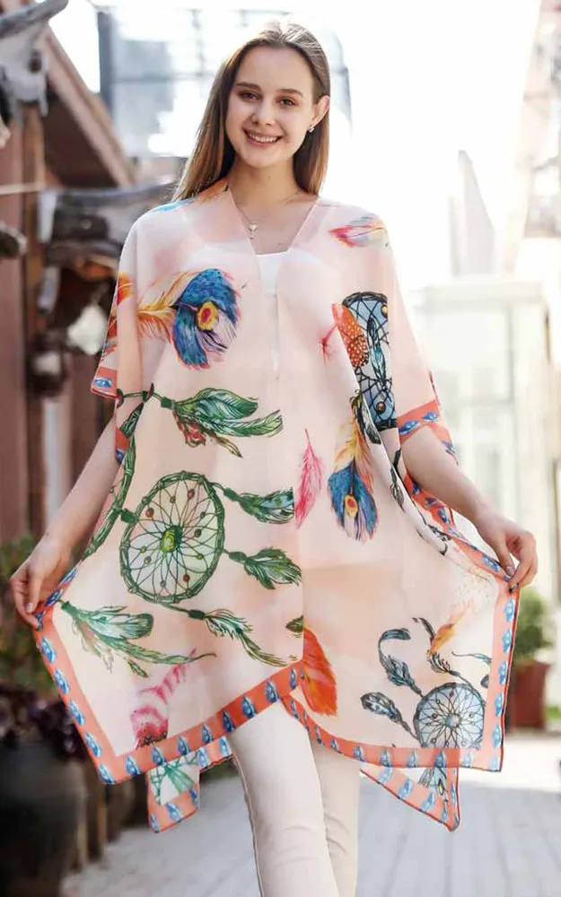 JC081187 Dream Catcher Printed Cotton Kimono