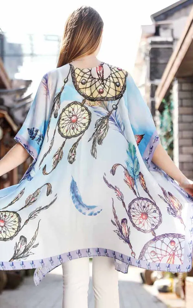 JC081187 Dream Catcher Printed Cotton Kimono