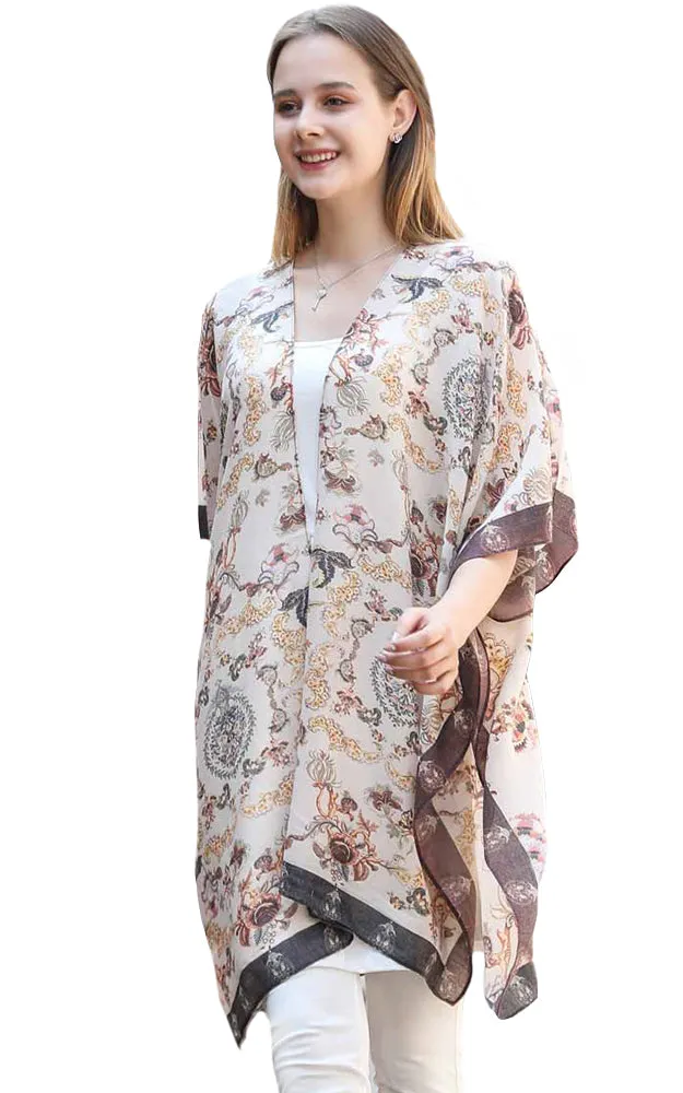 JC081188 Beige Multi Liberty Cotton Kimono