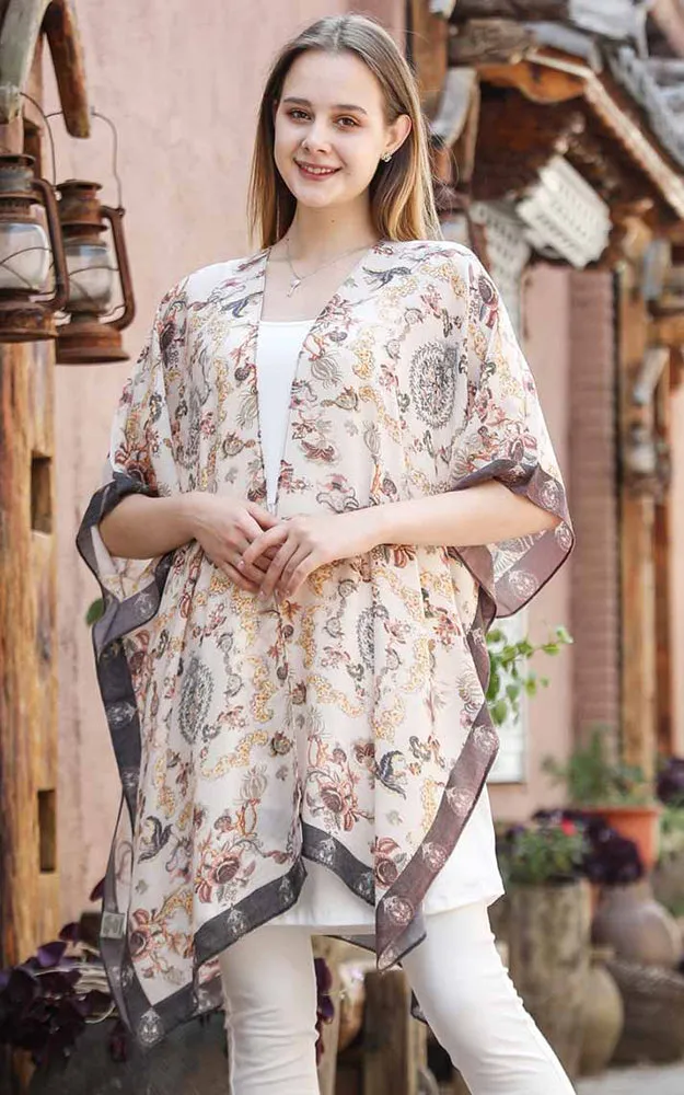JC081188 Beige Multi Liberty Cotton Kimono