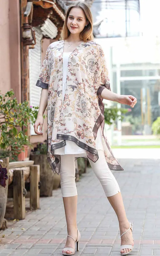 JC081188 Beige Multi Liberty Cotton Kimono