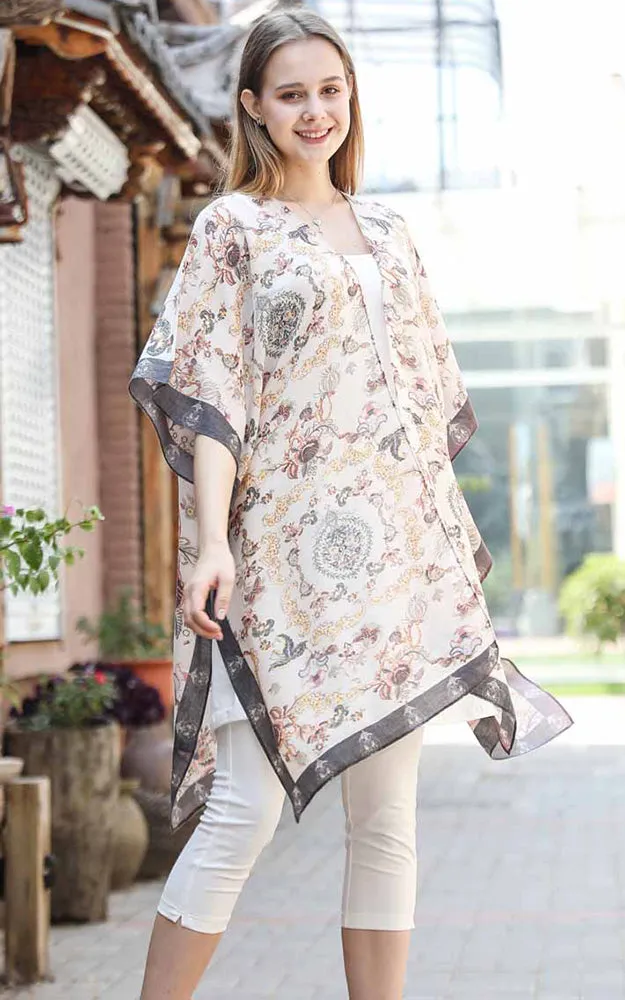 JC081188 Beige Multi Liberty Cotton Kimono