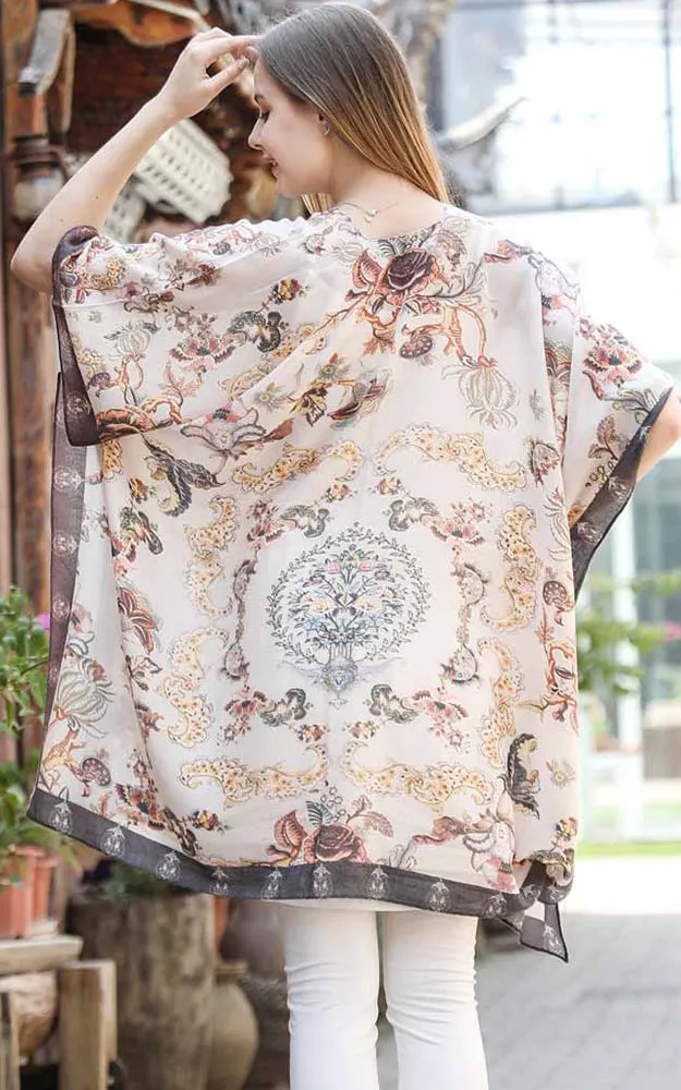 JC081188 Beige Multi Liberty Cotton Kimono
