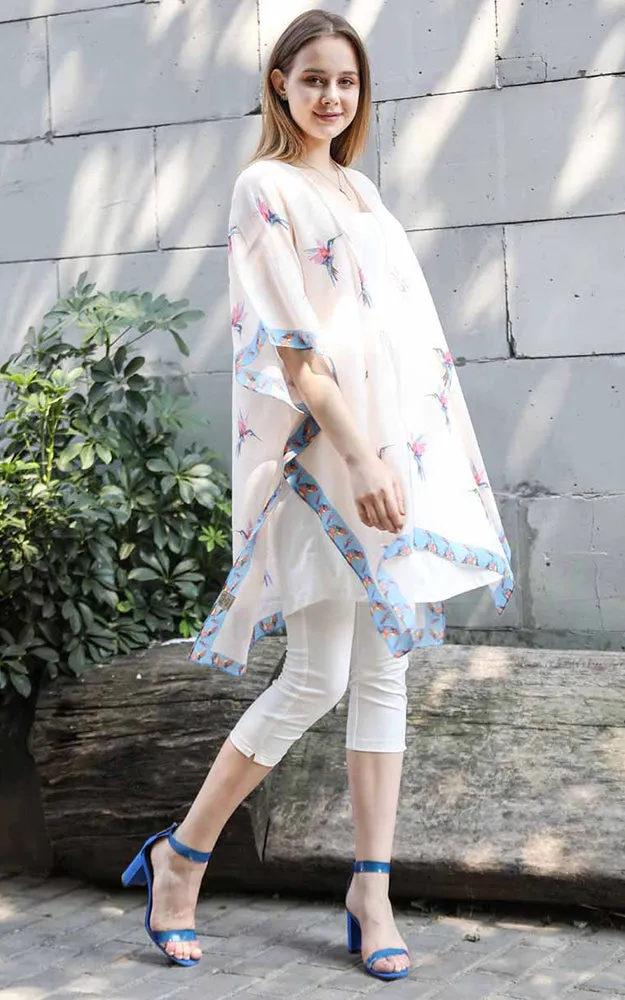JC081191 Multi Hummingbird Cotton Kimono