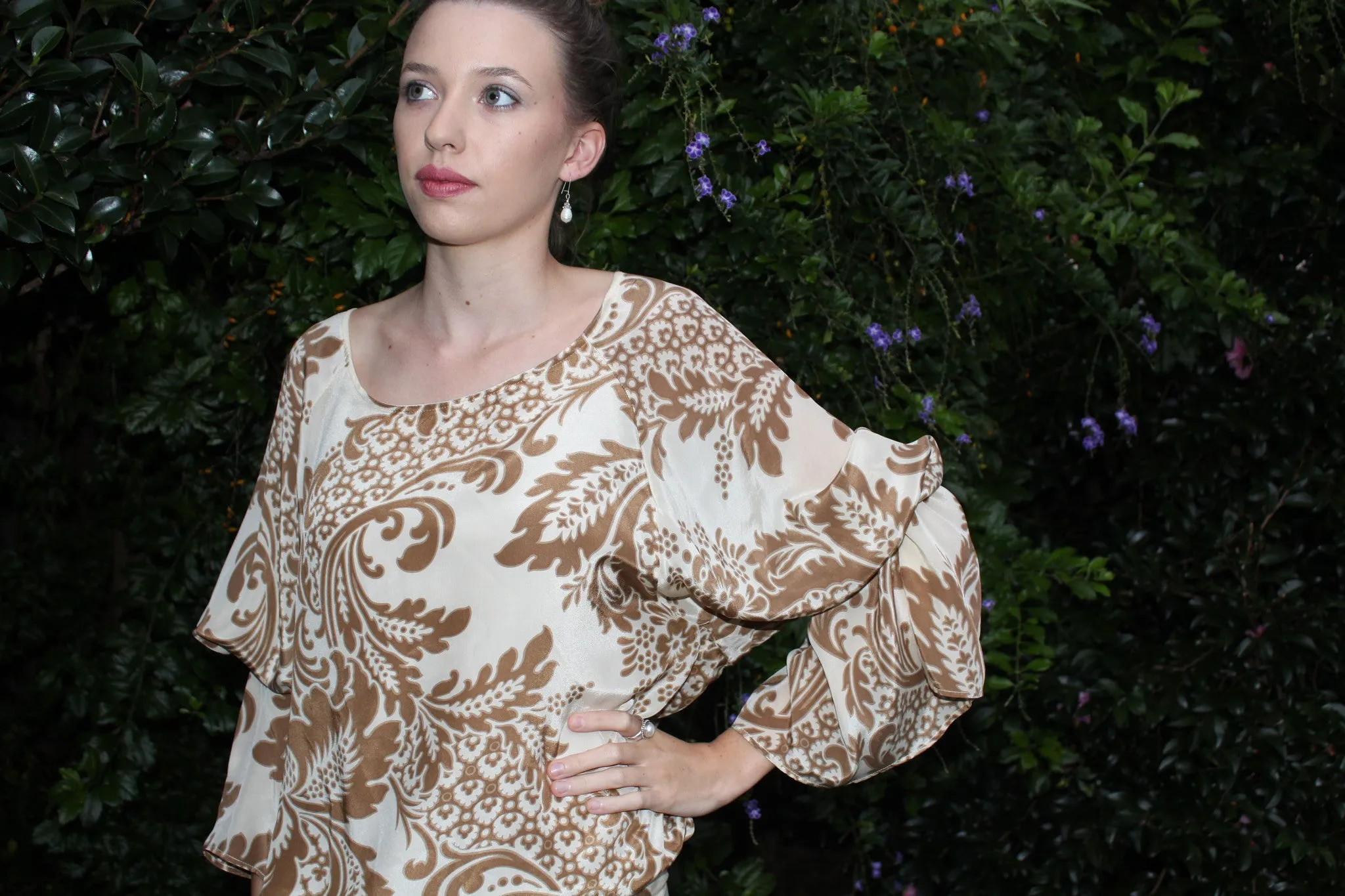 Kaftan Mocca & Cream Paisley Blouse -SALE