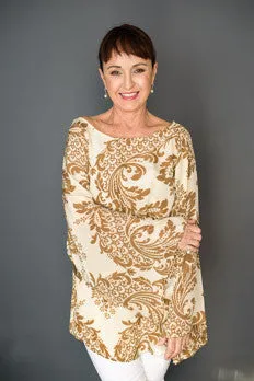 Kaftan Mocca & Cream Paisley Blouse -SALE