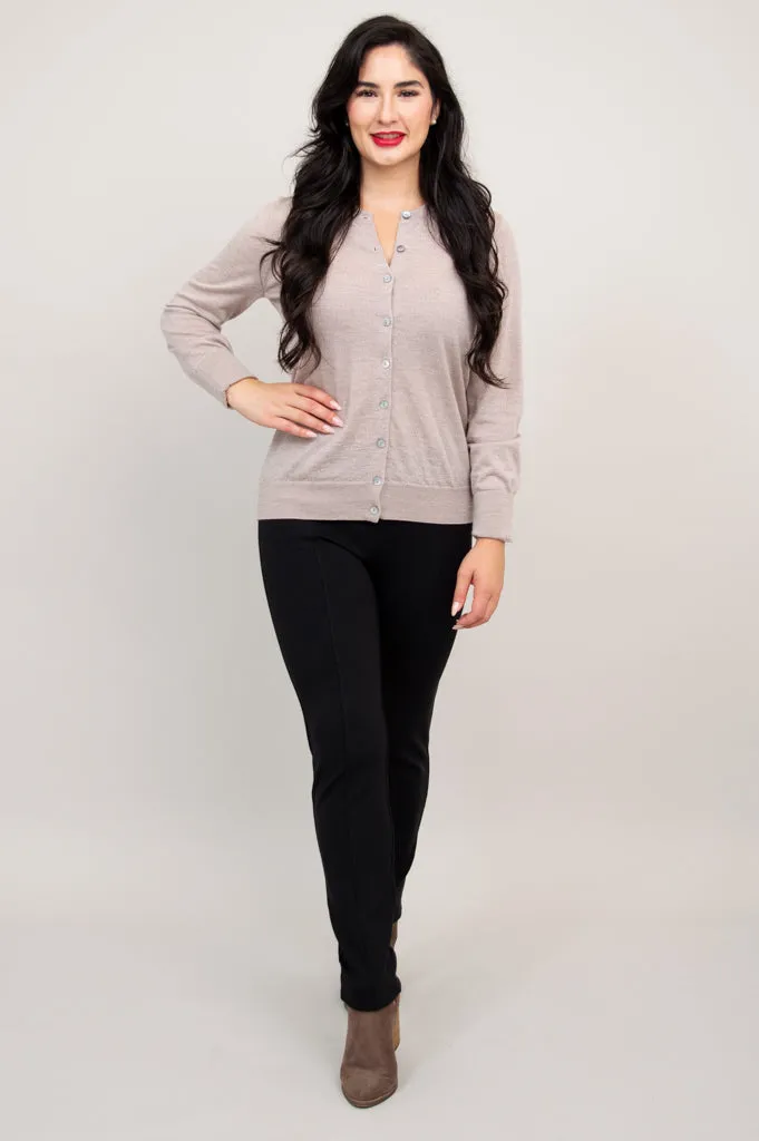 Kitten Cardigan, Tan, 100% Merino Wool