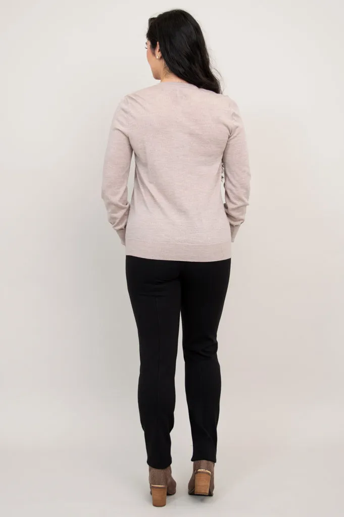 Kitten Cardigan, Tan, 100% Merino Wool