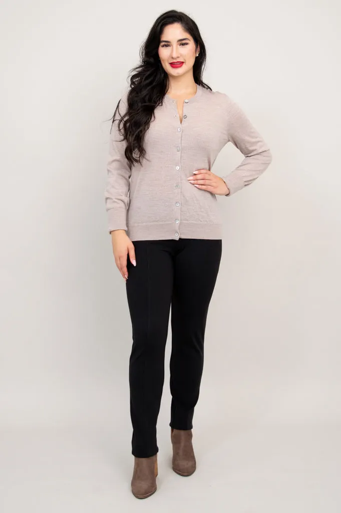 Kitten Cardigan, Tan, 100% Merino Wool