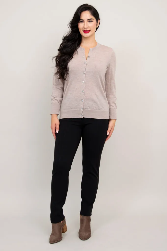 Kitten Cardigan, Tan, 100% Merino Wool