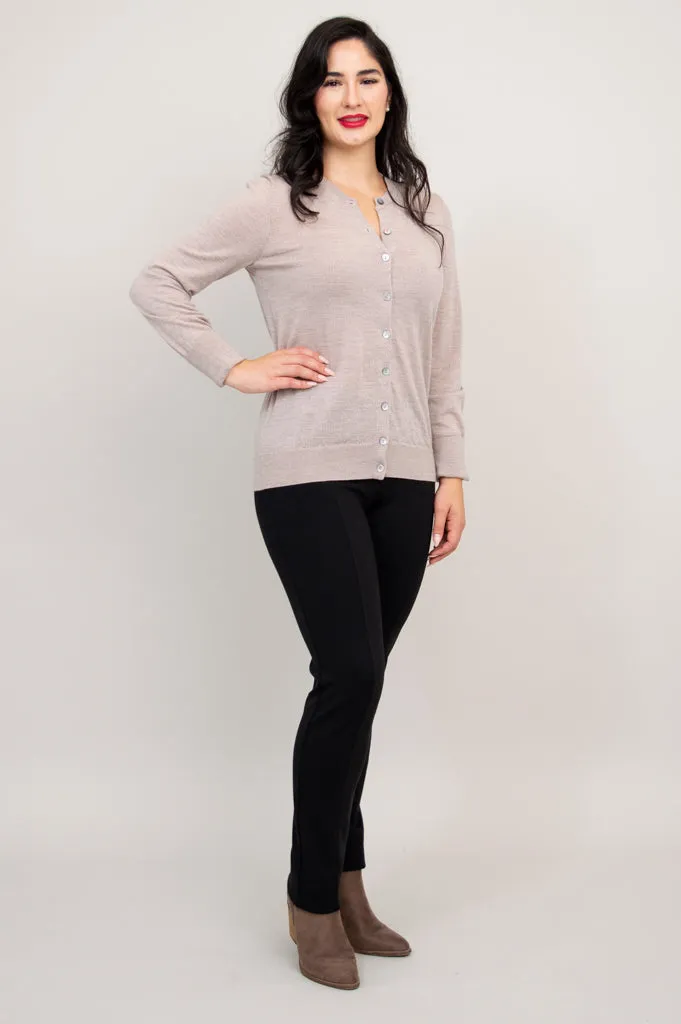 Kitten Cardigan, Tan, 100% Merino Wool