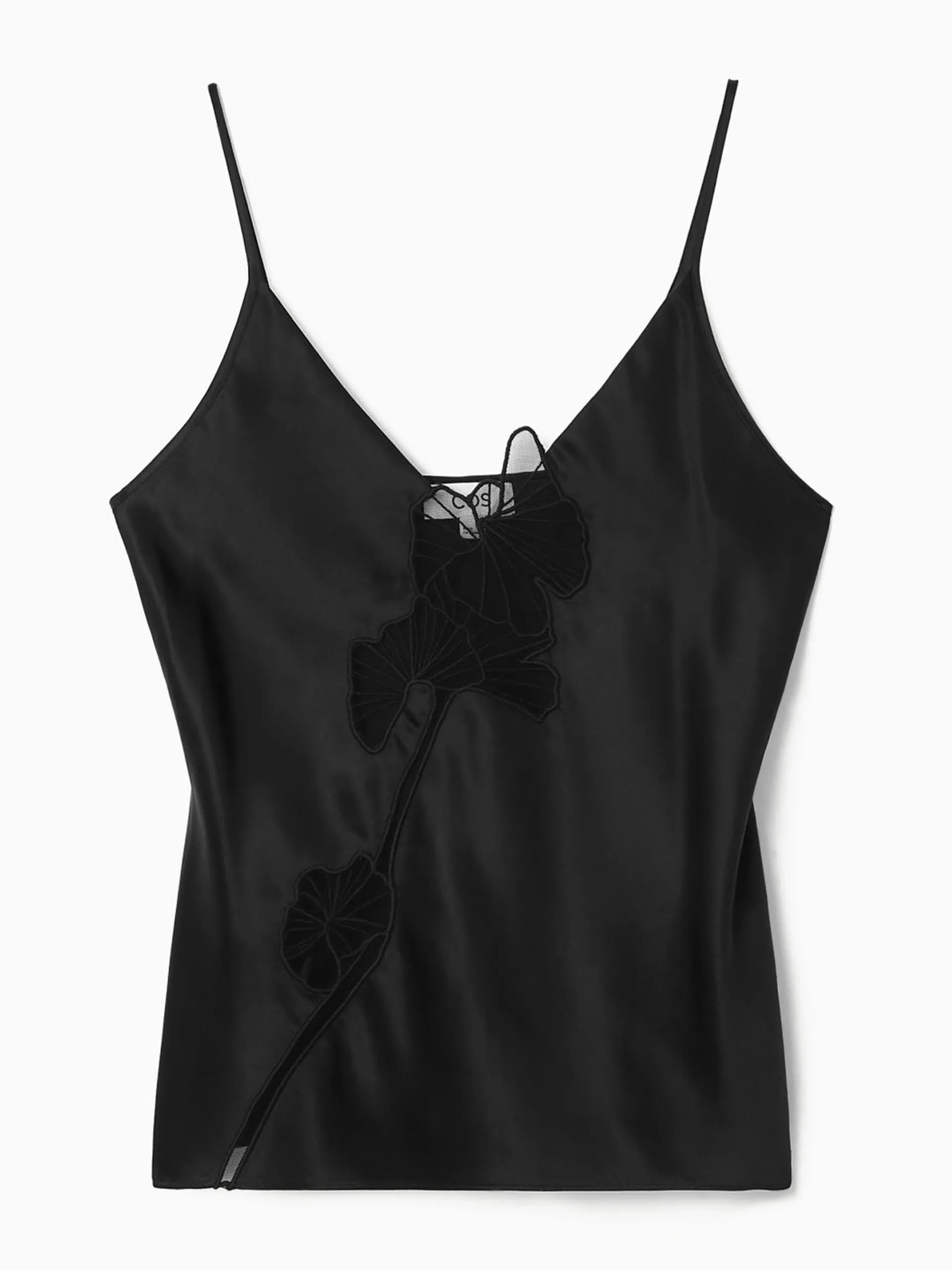 Lace-panelled silk camisole