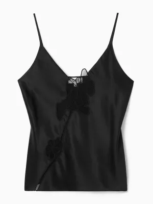 Lace-panelled silk camisole