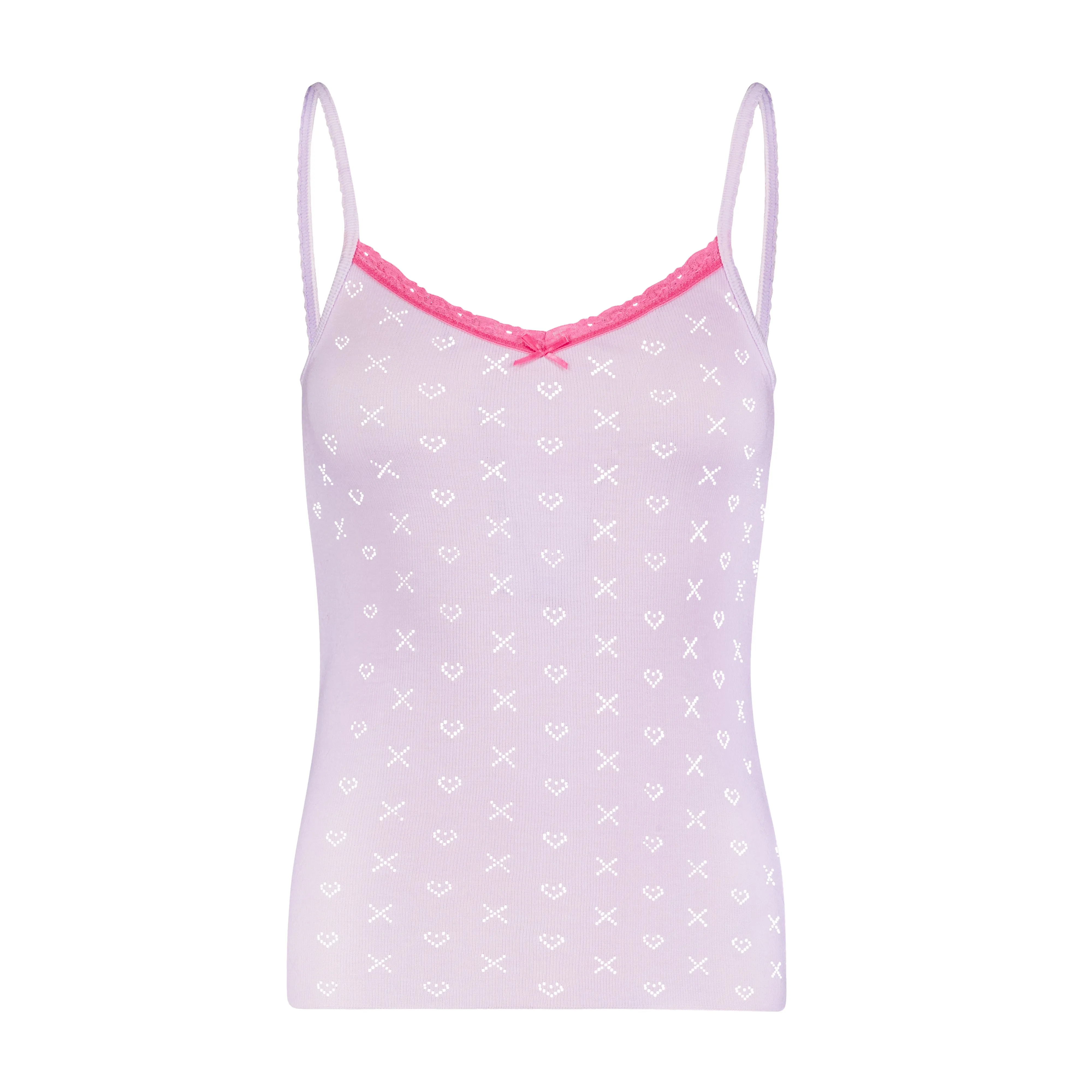 LILAC Hearts-X Pointelle PATTI CAMISOLE w Pink Lace