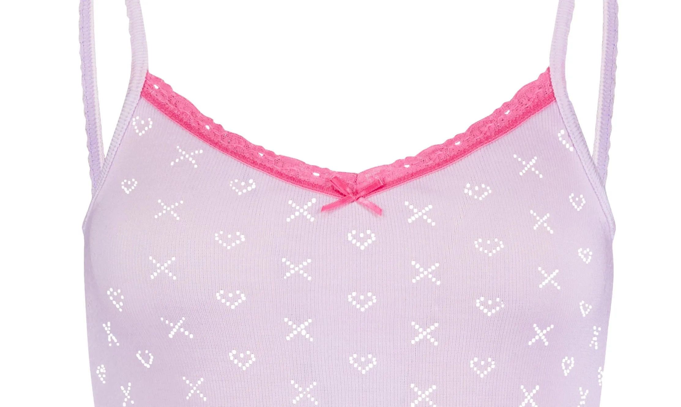 LILAC Hearts-X Pointelle PATTI CAMISOLE w Pink Lace